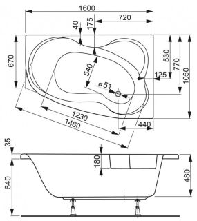 Акриловая ванна VagnerPlast Melite VPBA163MEL3PX-04 правая 160x105см белый